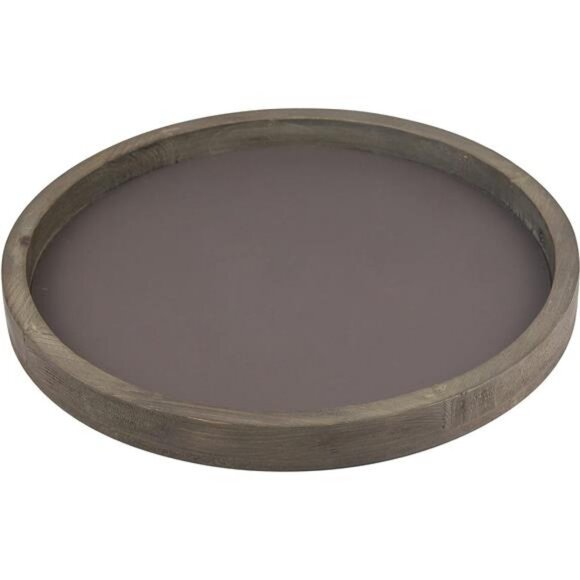 Large 11.8" Decorative Rustic Farmhouse Worn Natural Wood and Metal Tray - Picture 2 of 6